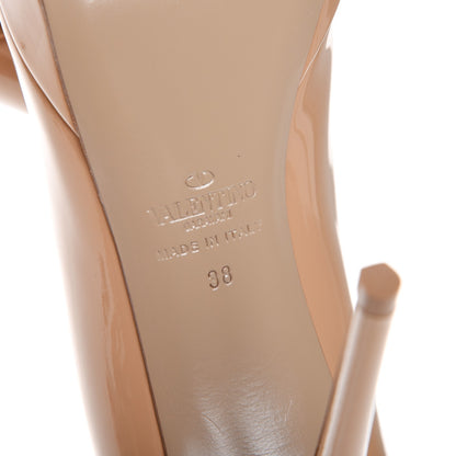 Valentino Garavani Patent Couture Bow Peep Toe 30/125mm Platform Pumps 38 Beige 6 of 8