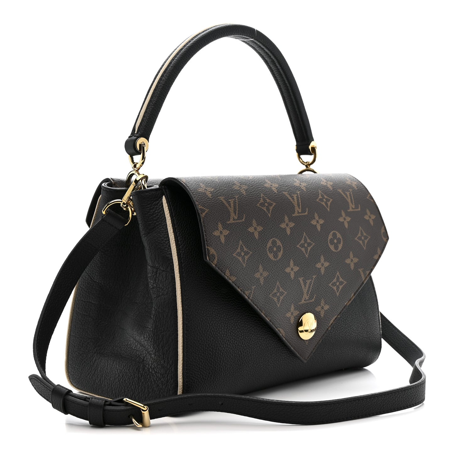 Grained Calfskin Monogram Double V Black