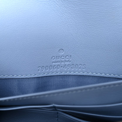 Gucci GG Supreme Monogram Textured Dollar Calfskin Mini GG Marmont Chain Wallet Light Pink Blue Beige 6 of 9