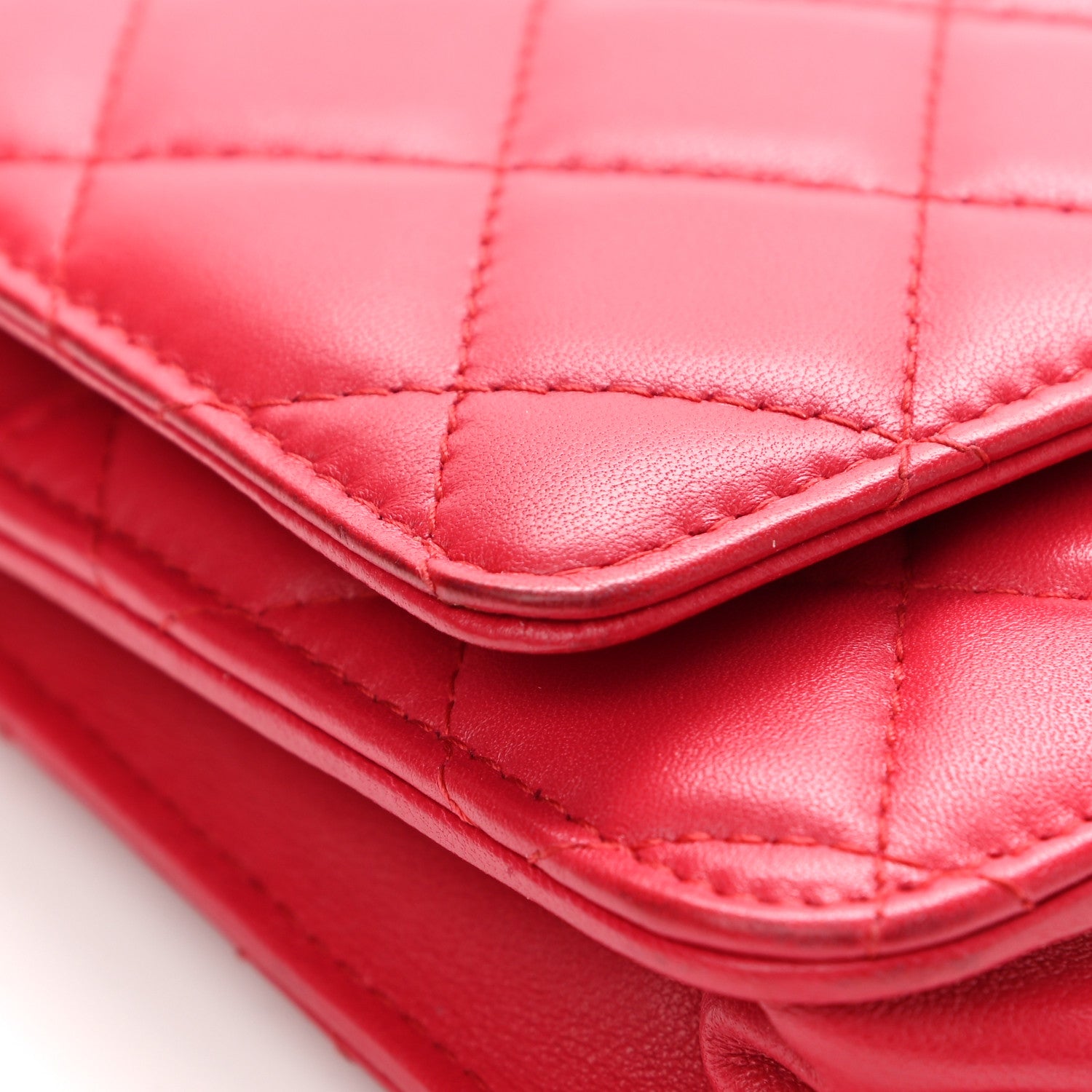 Chanel Lambskin Quilted Wallet On Chain WOC Fuchsia 11 of 13