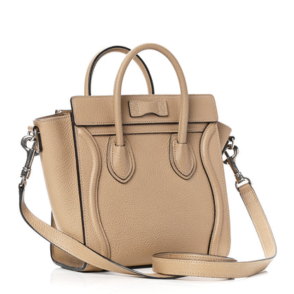 Celine Drummed Calfskin Nano Luggage Dune 2 of 8