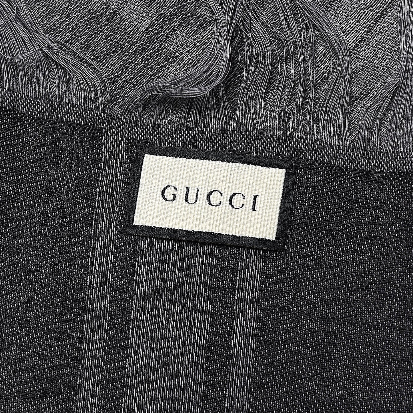 Wool Silk GG Monogram Diamante Plaid Surviee Shawl Graphite Black