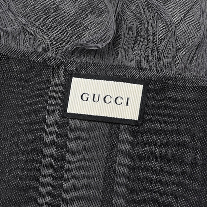 Gucci Wool Silk GG Monogram Diamante Plaid Surviee Shawl Graphite Black 4 of 4