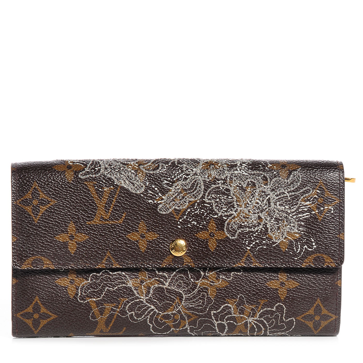 Louis Vuitton Monogram Dentelle Sarah Wallet Silver 1 of 7