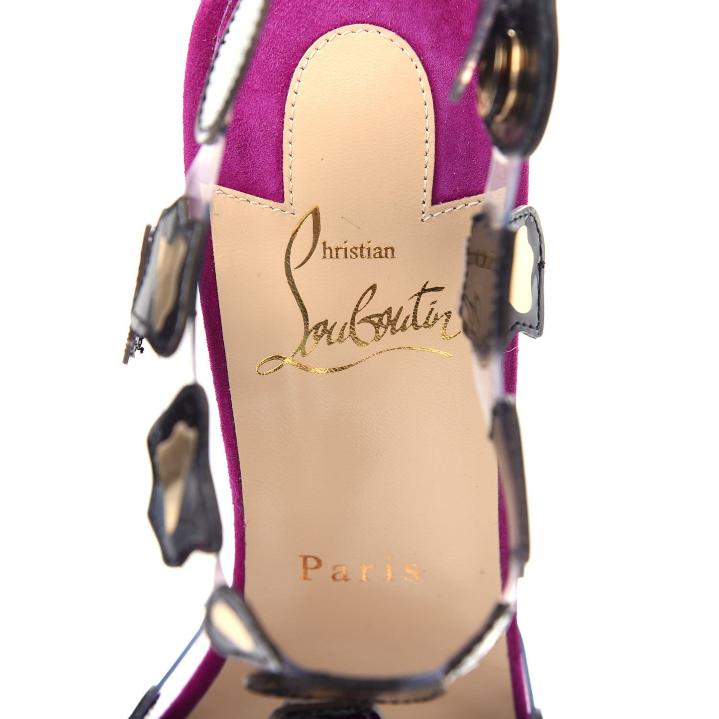 Patent PVC Parsemis 100 T-Strap Sandals 38.5 Purple Gold Black