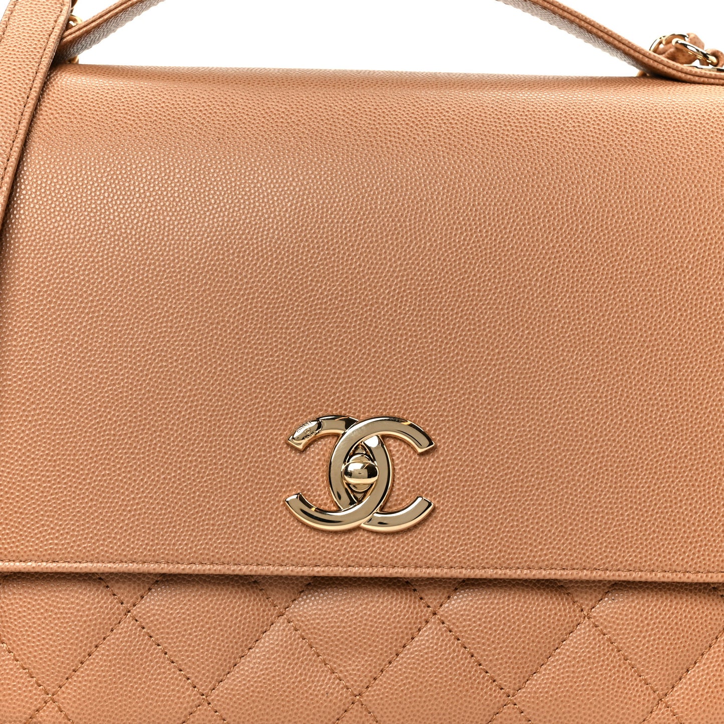 Caviar Quilted Large Business Affinity Flap Camel