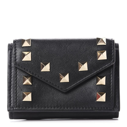 Valentino Garavani Calfskin Bi-Color Small Rockstud Wallet Black Rouge Pur 1 of 11