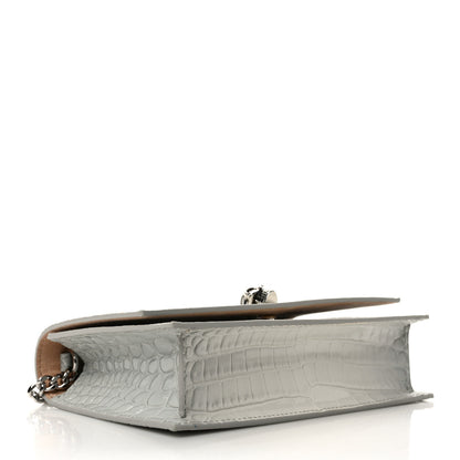 Alexander McQueen Calfskin Crocodile Embossed Skull Mini Crossbody Bag White 3 of 11