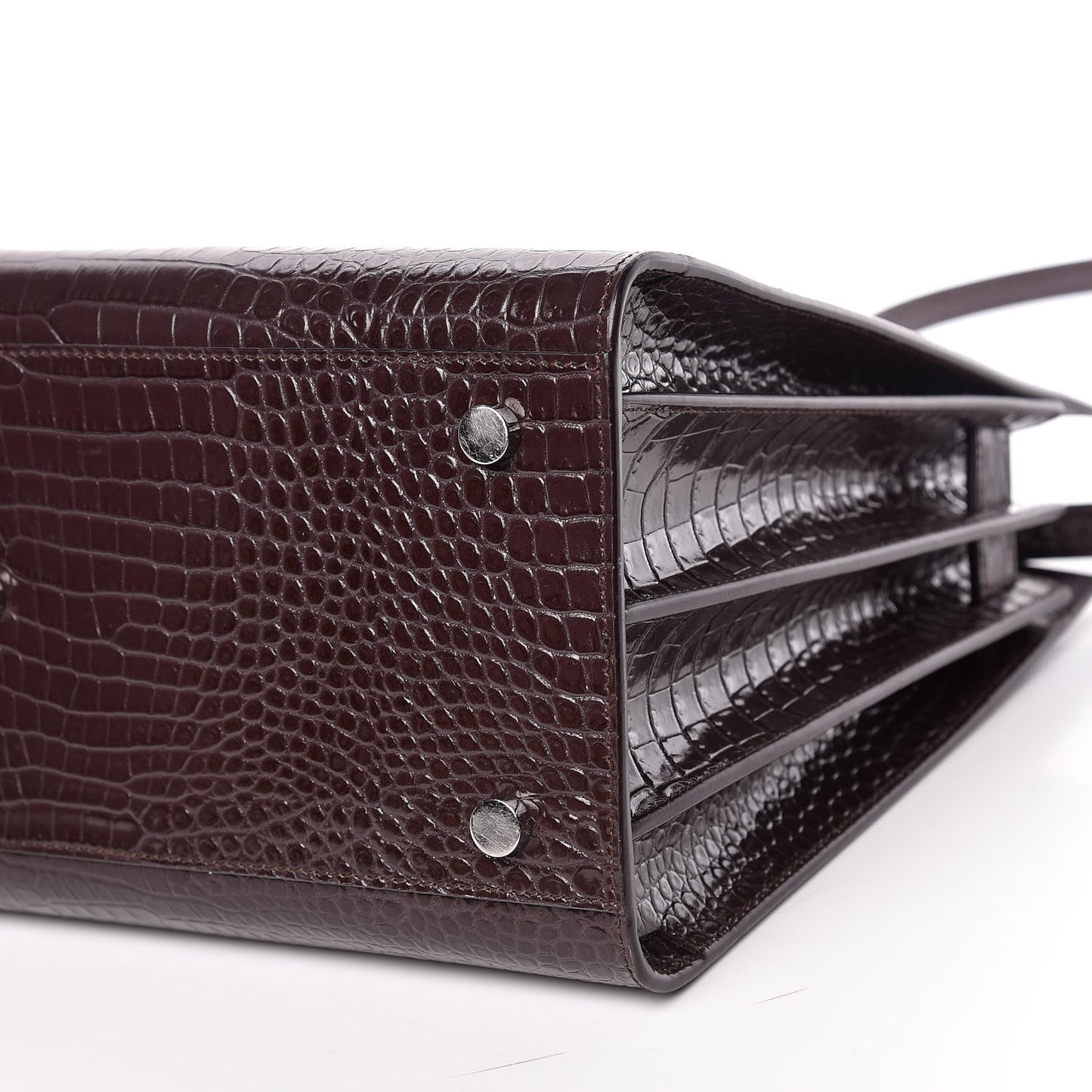 Calfskin Crocodile Embossed Small Sac de Jour Prune