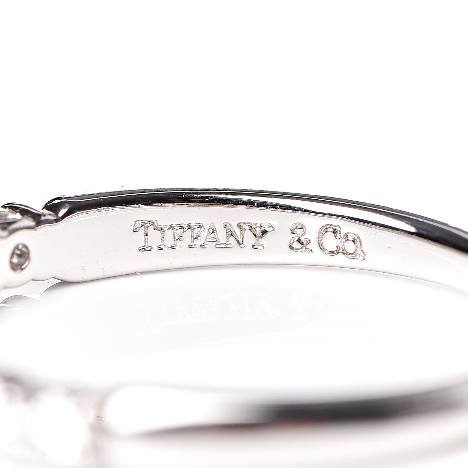 Tiffany Platinum Diamond 2.2mm Embrace Half Circle Band Ring 50 5.25 5 of 5