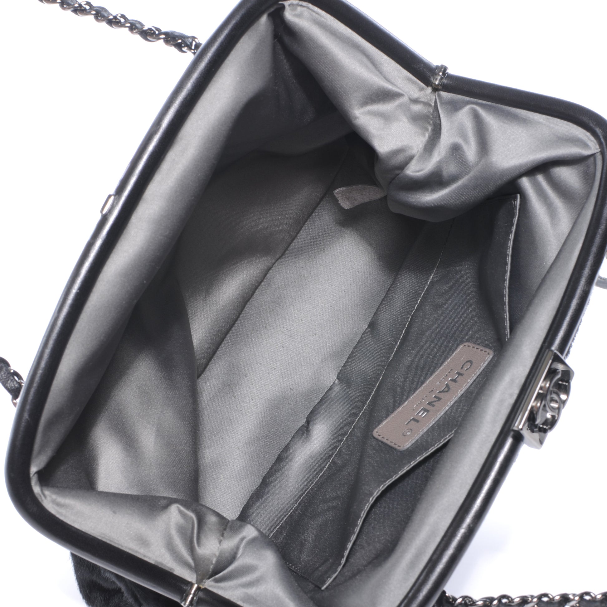 Chanel Pony Hair Small Sharpei Frame Tote Black 7 of 8