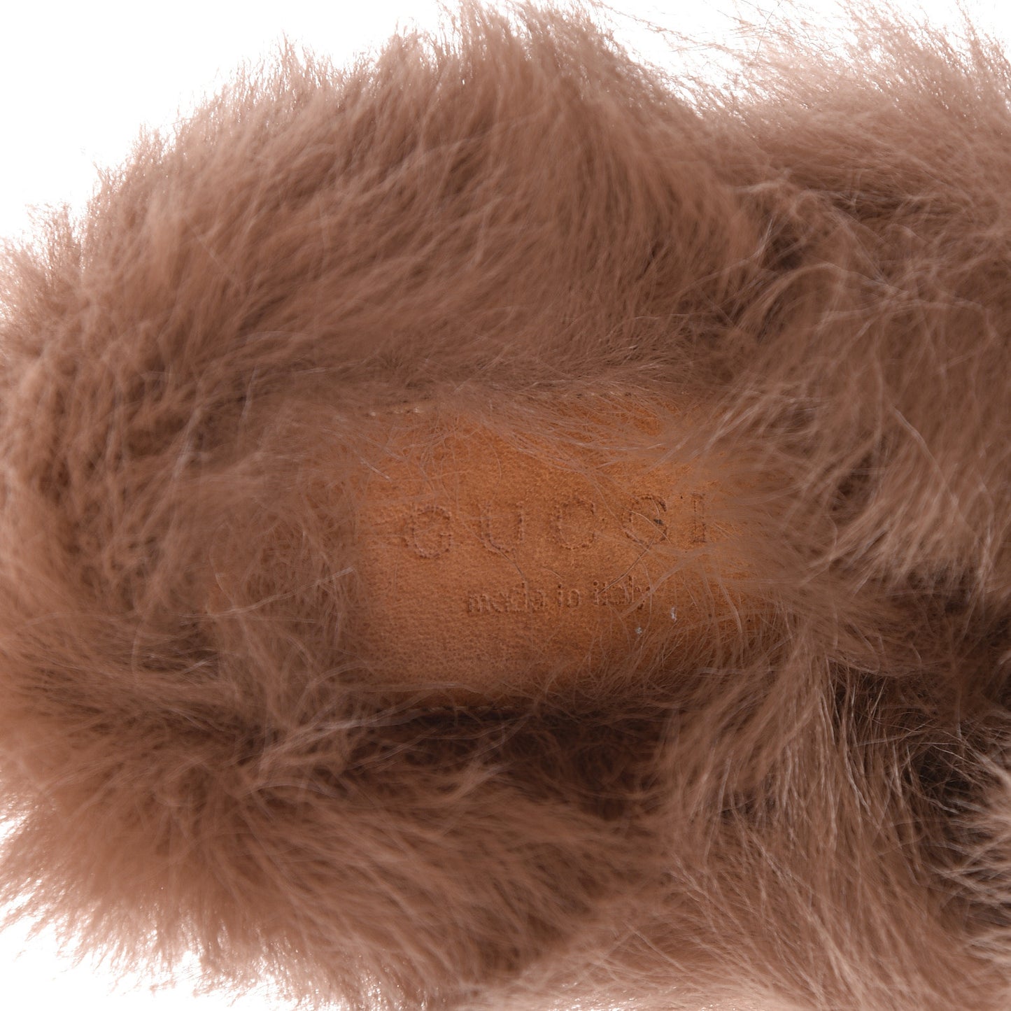 Velvet GG Monogram Fur Womens Princetown Slippers 35.5 Brown Black Natural