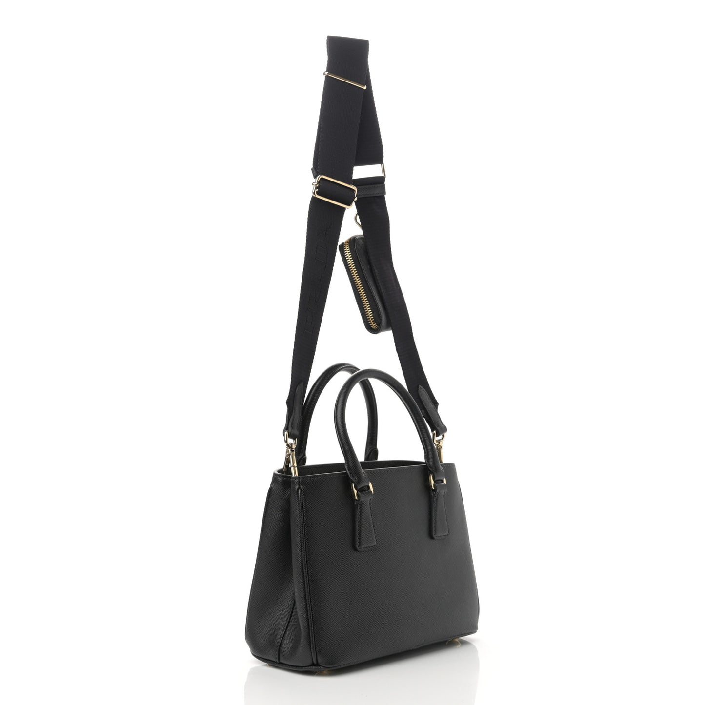 Saffiano Lux Micro Galleria Shoulder Bag Black