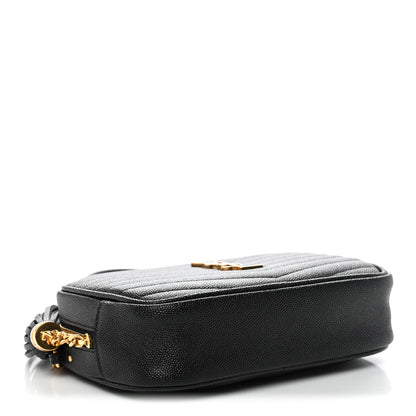 Saint Laurent Grain De Poudre Matelasse Monogram Mini Lou Camera Bag Black 4 of 10