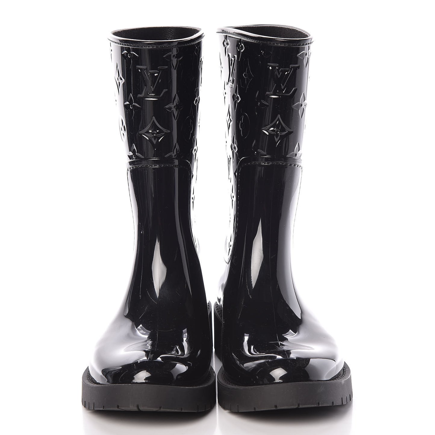 Rubber Embossed Monogram Drops Flat Half Boots 39 Black