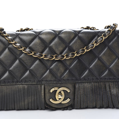 Chanel Metallic Calfskin Quilted Large Into The Fringe Flap Black 8 of 11