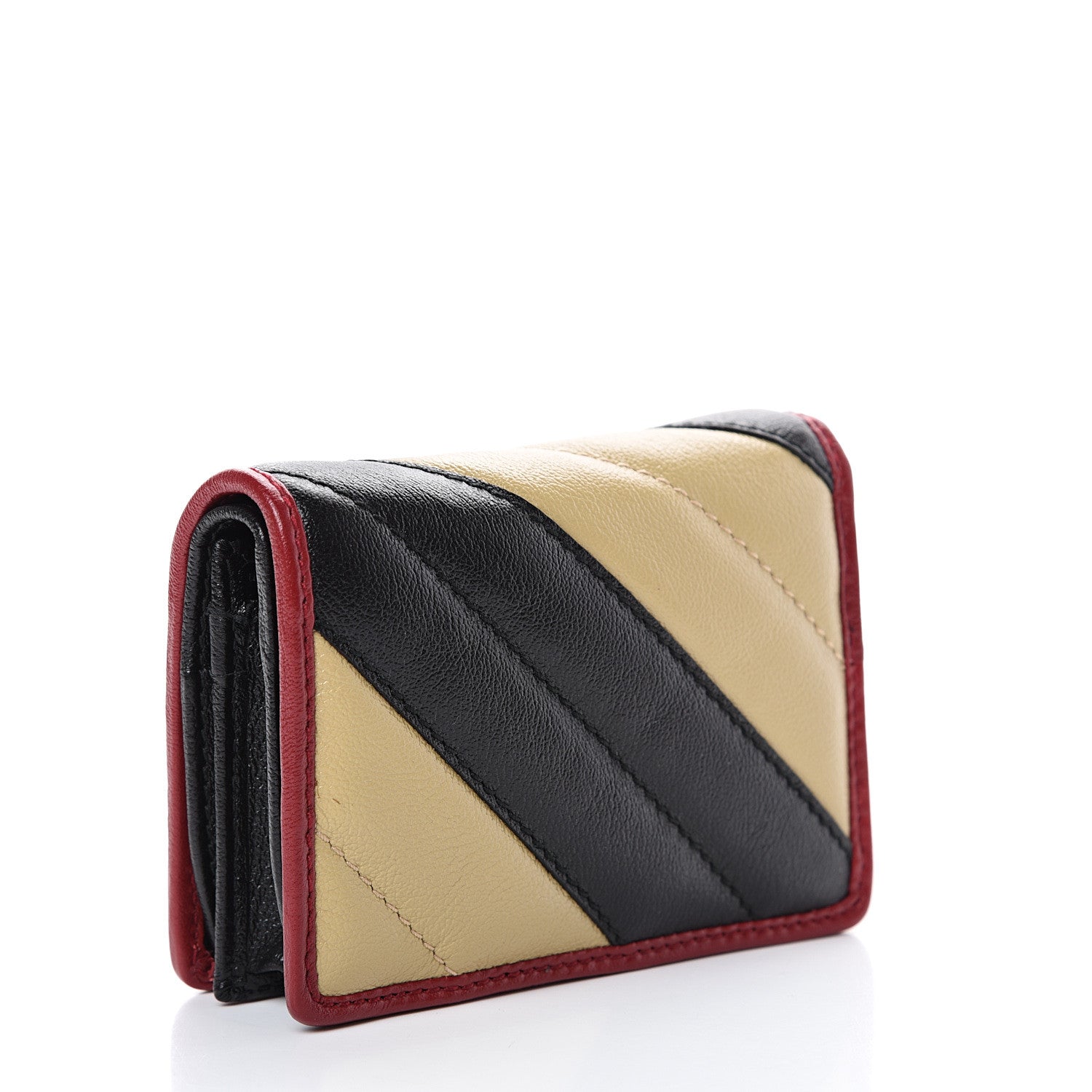 Gucci Azalea Calfskin Matelasse Diagonal Patchwork Torchon GG Marmont Card Case Wallet Black Beige Romantic Cerise 2 of 6