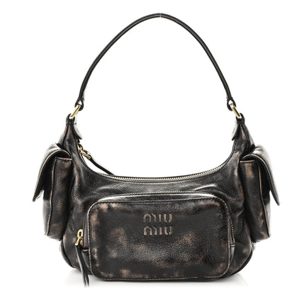 Miu Miu Distressed Nappa Pocket Bag Sand Coffee 1 of 9