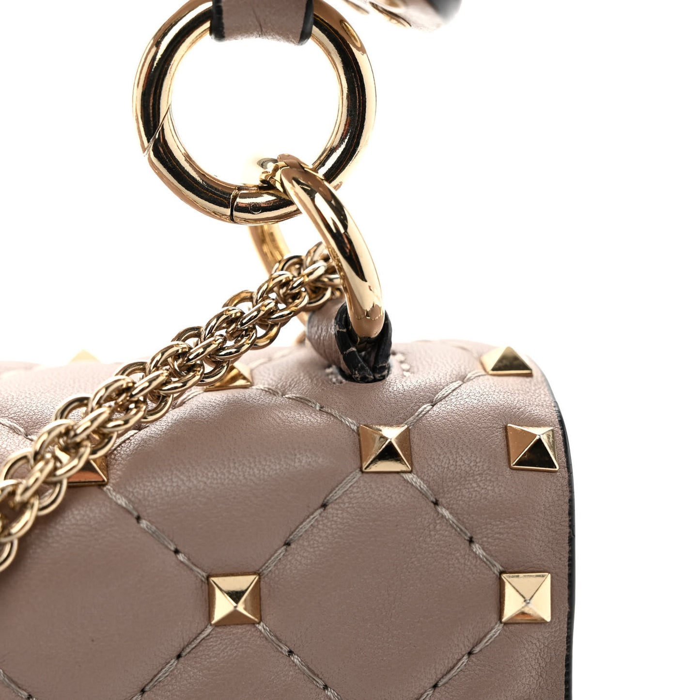 Lambskin Medium Rockstud Spike Shoulder Bag Poudre