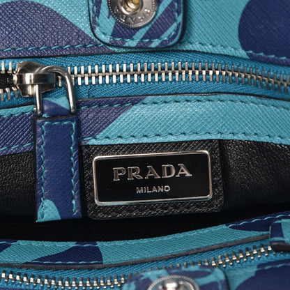 Prada Saffiano Hibiscus Print Tote Turchese Baltico 6 of 7