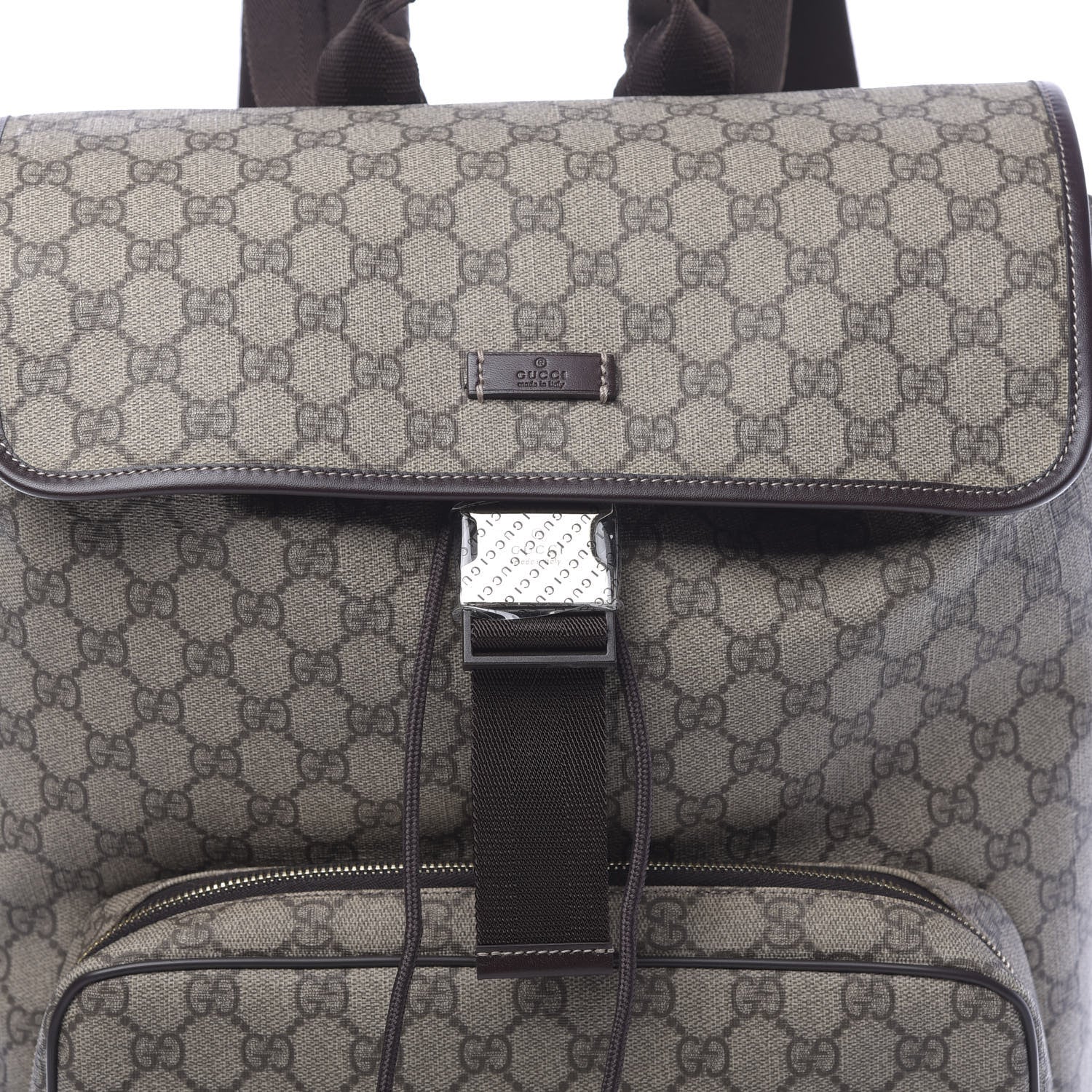 Gucci GG Supreme Monogram Medium Single Buckle Rucksack Backpack Beige Ebony Brown 9 of 9