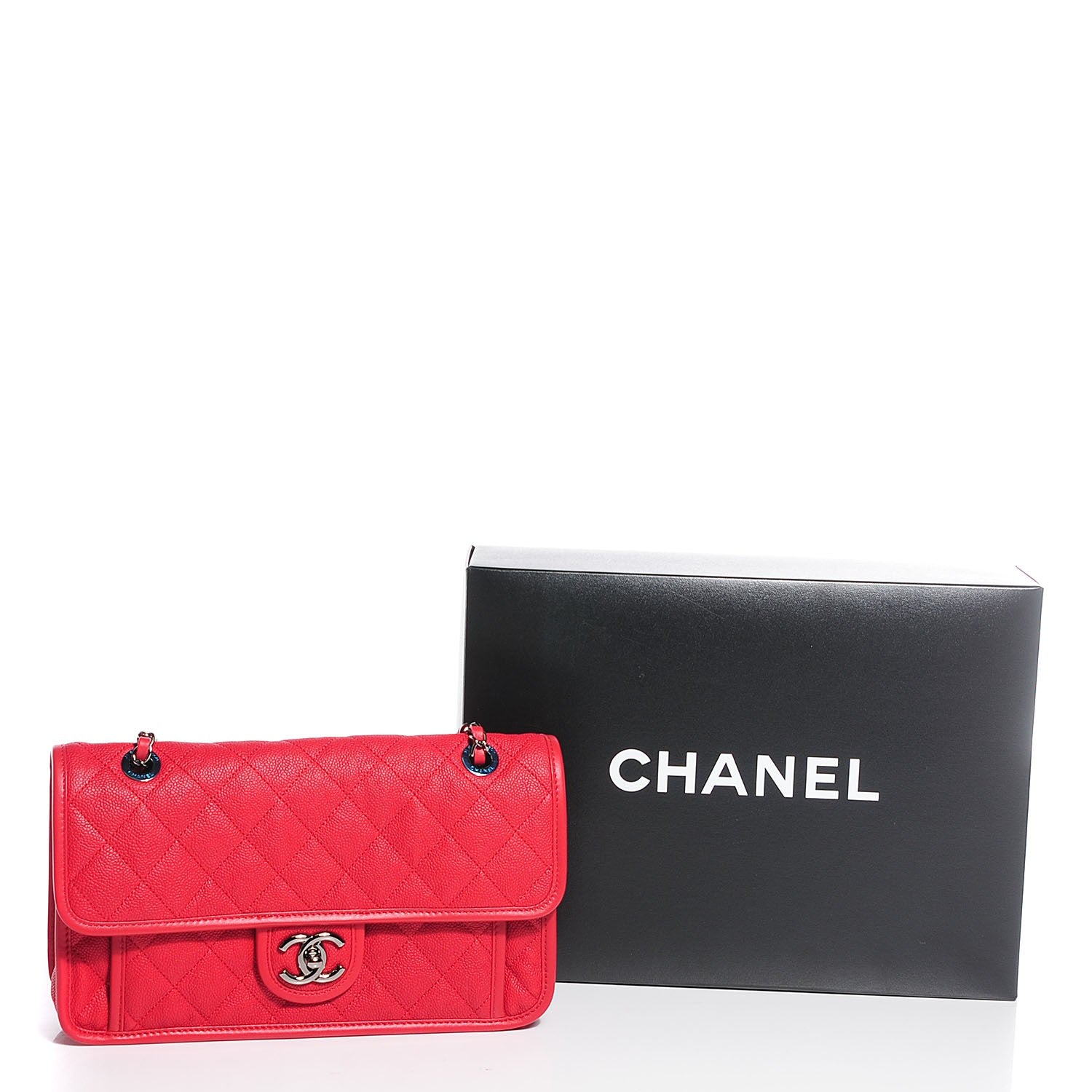 Chanel Iridescent Caviar Quilted Medium French Riviera Flap Red 9 of 9