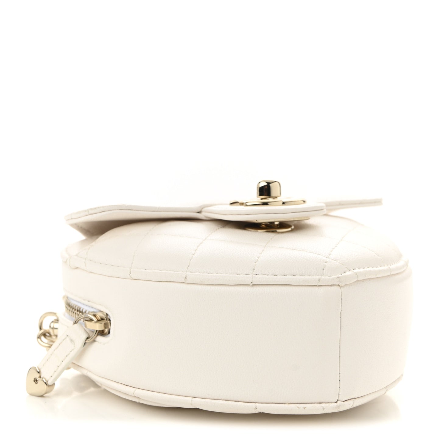 Lambskin Quilted CC In Love Heart Clutch With Chain White