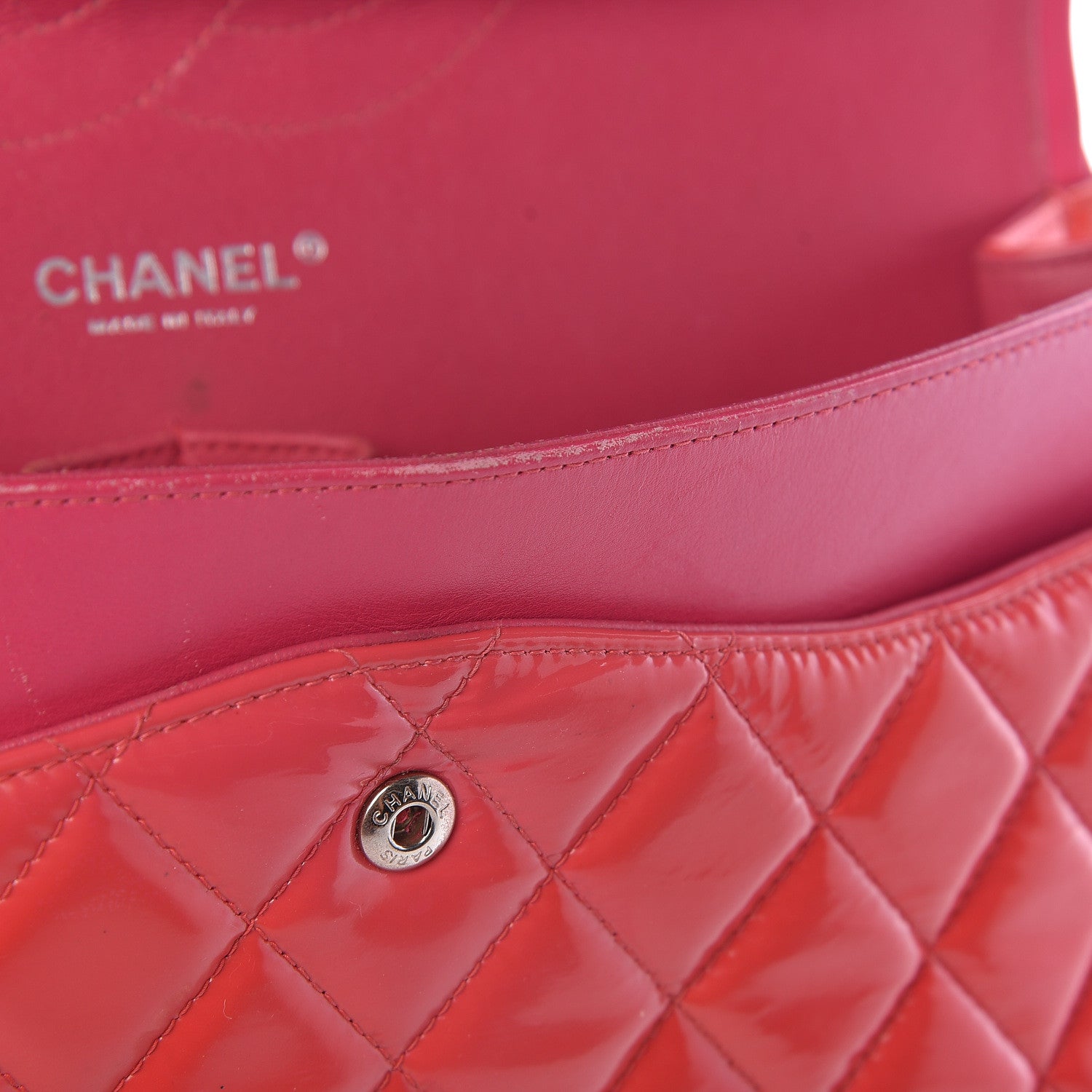 Chanel Patent Quilted Jumbo Double Flap Pink 11 of 24