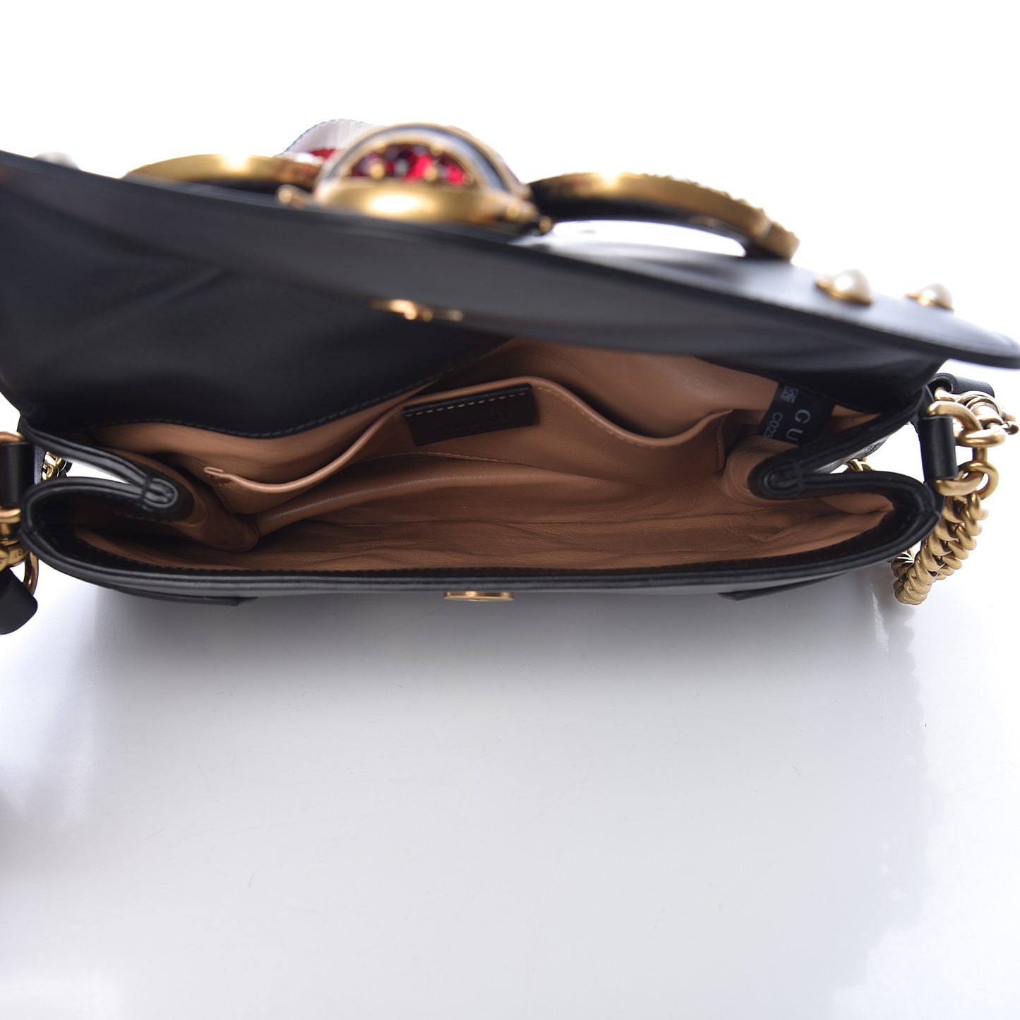 Nappa Pearl Studded Mini Queen Margaret Broadway Shoulder Bag Black