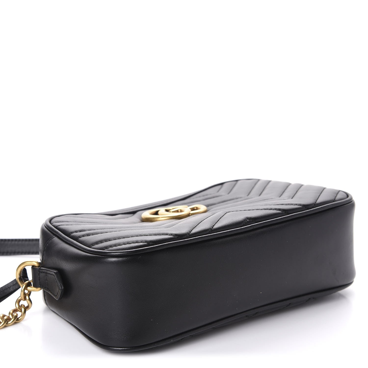 Gucci Calfskin Matelasse Small GG Marmont Chain Shoulder Bag Black 4 of 11