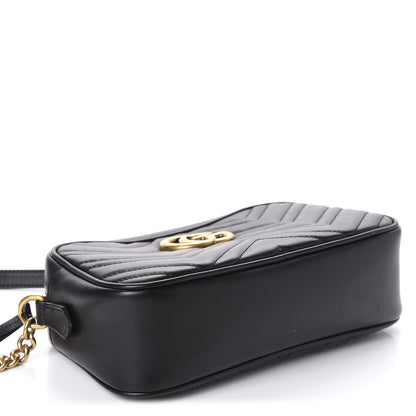 Gucci Calfskin Matelasse Small GG Marmont Chain Shoulder Bag Black 4 of 11