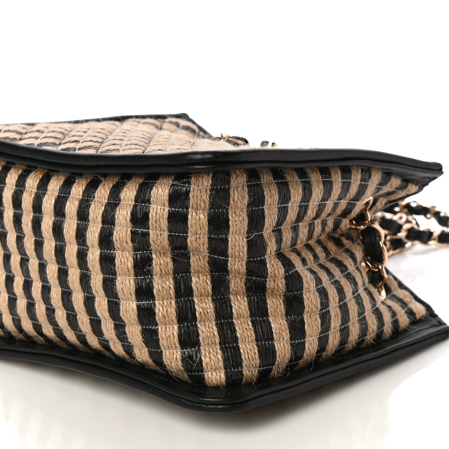 Chanel Raffia Jute Striped Urban Jungle Bucket Bag Black Beige 10 of 10
