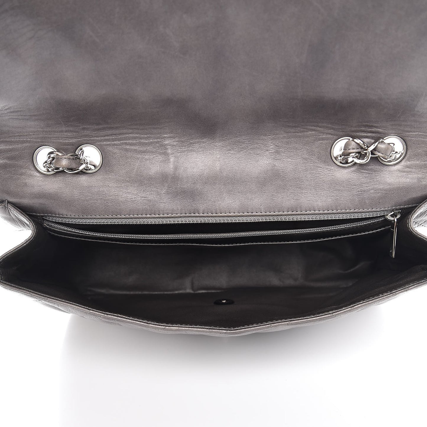 Lambskin Quilted Jumbo Single Flap Dark Grey