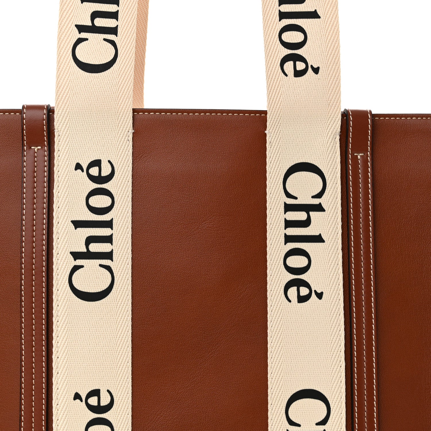 Chloe Calfskin Medium Woody Ribbon Tote Sepia Brown 8 of 13