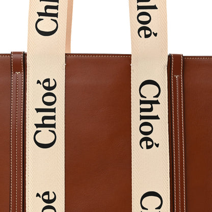 Chloe Calfskin Medium Woody Ribbon Tote Sepia Brown 8 of 13