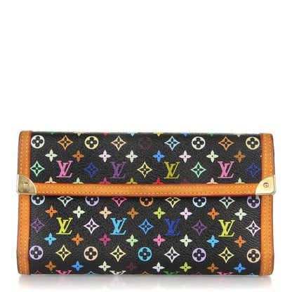 Louis Vuitton Monogram Multicolor Porte Tresor International Wallet Black 1 of 9