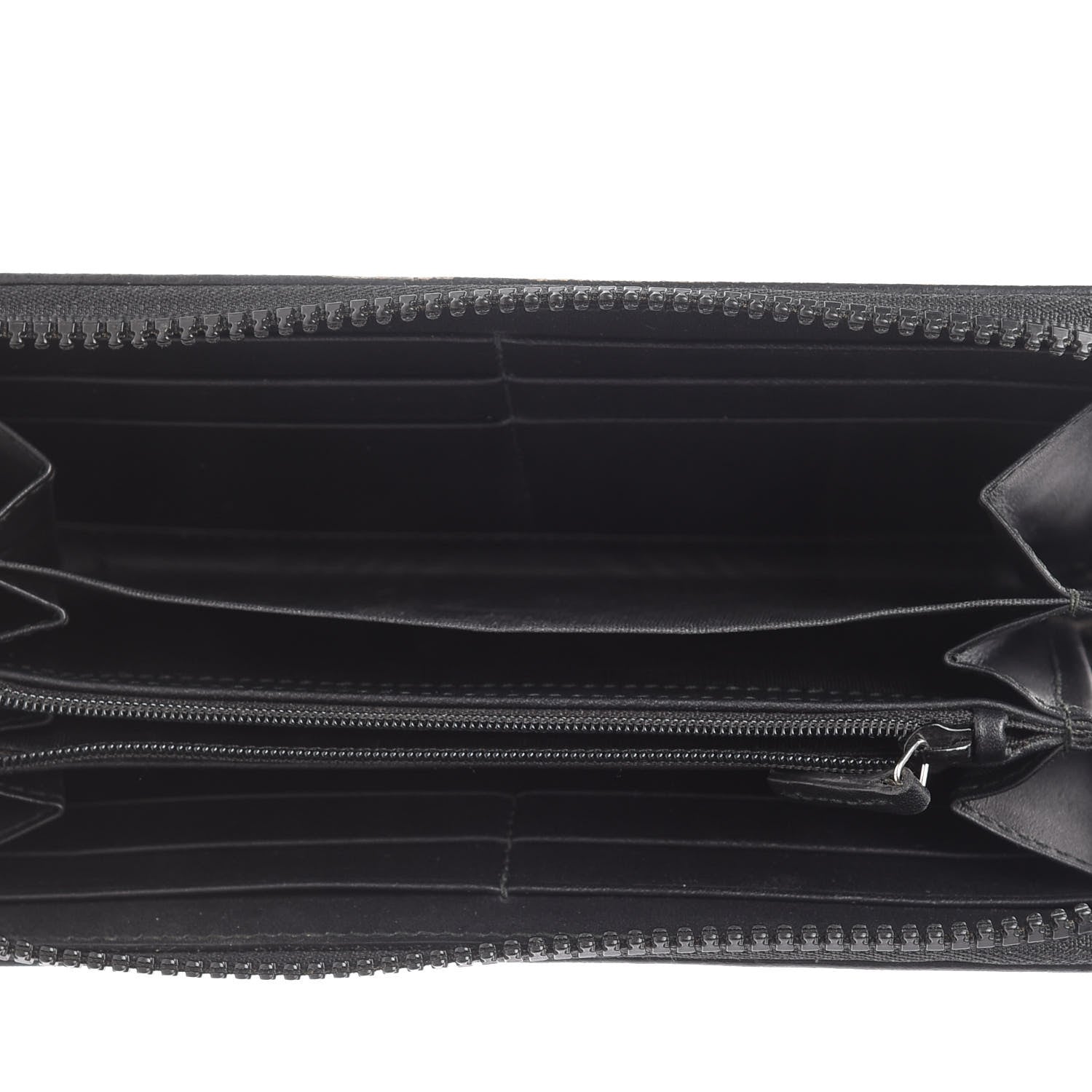 Gucci GG Supreme Monogram Blooms Zip Around Wallet Beige New Military Black 5 of 7