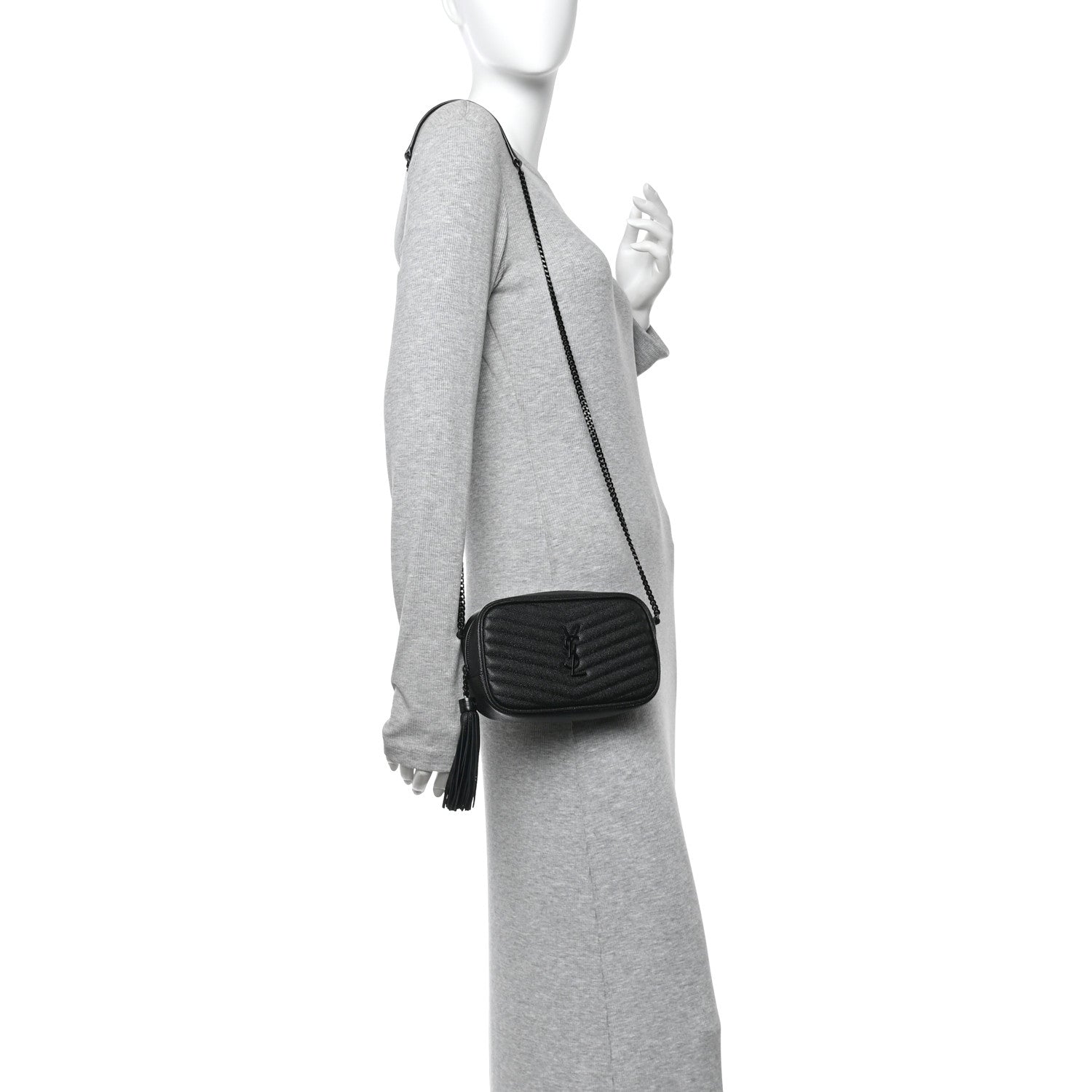 Saint Laurent Grain De Poudre Matelasse Monochrome Monogram Mini Lou Camera Bag Black 2 of 11