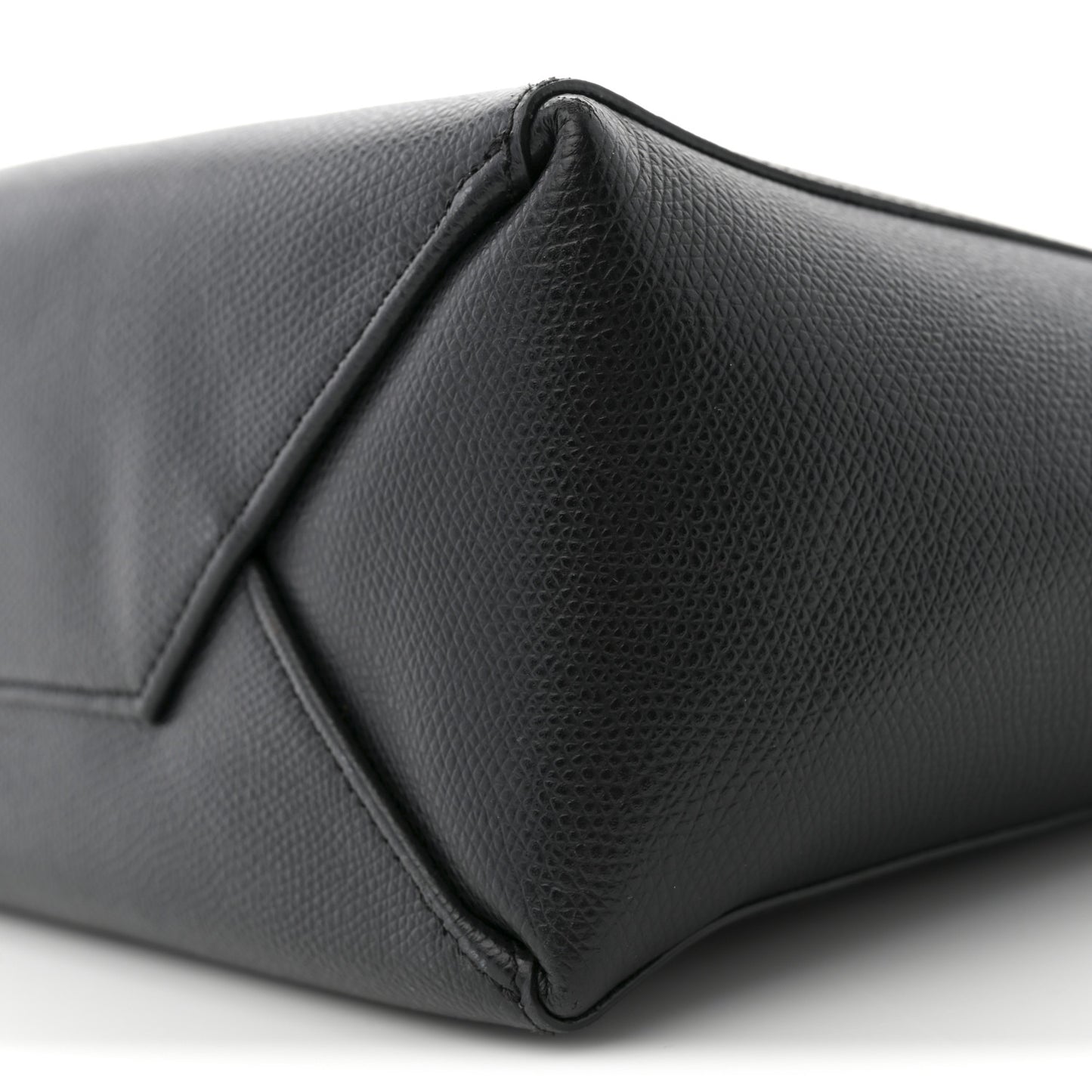 Grained Calfskin Small Vertical Cabas Black