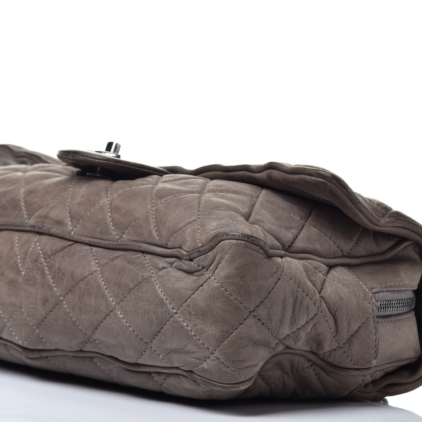 Iridescent Calfskin Quilted Large Shiva Flap Grey