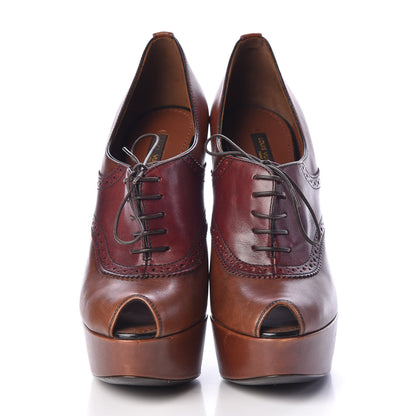 Balenciaga LOUIS VUITTON Calfskin Nadja Lace Up Pumps 38 Brown 2 of 12
