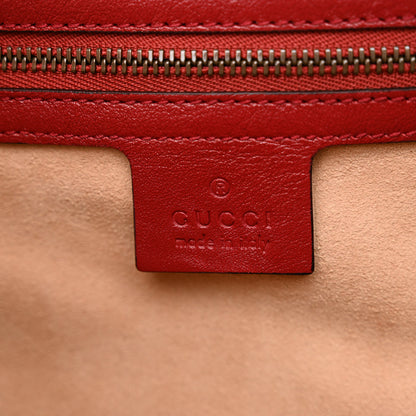 Gucci Vintage Effect Calfskin Matelasse Diagonal Small Torchon GG Marmont Bamboo Top Handle Shoulder Bag Black Romantic Cherry 6 of 11