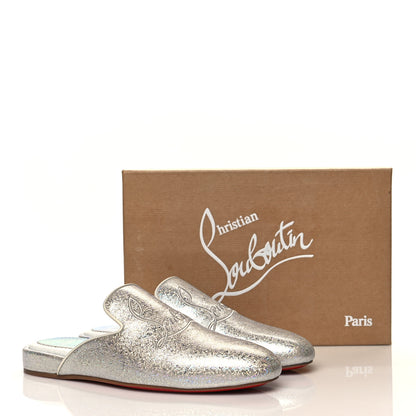 Christian Louboutin Iridescent Glitter Mens Coolito Loafer Mules 37.5 Silver 8 of 8