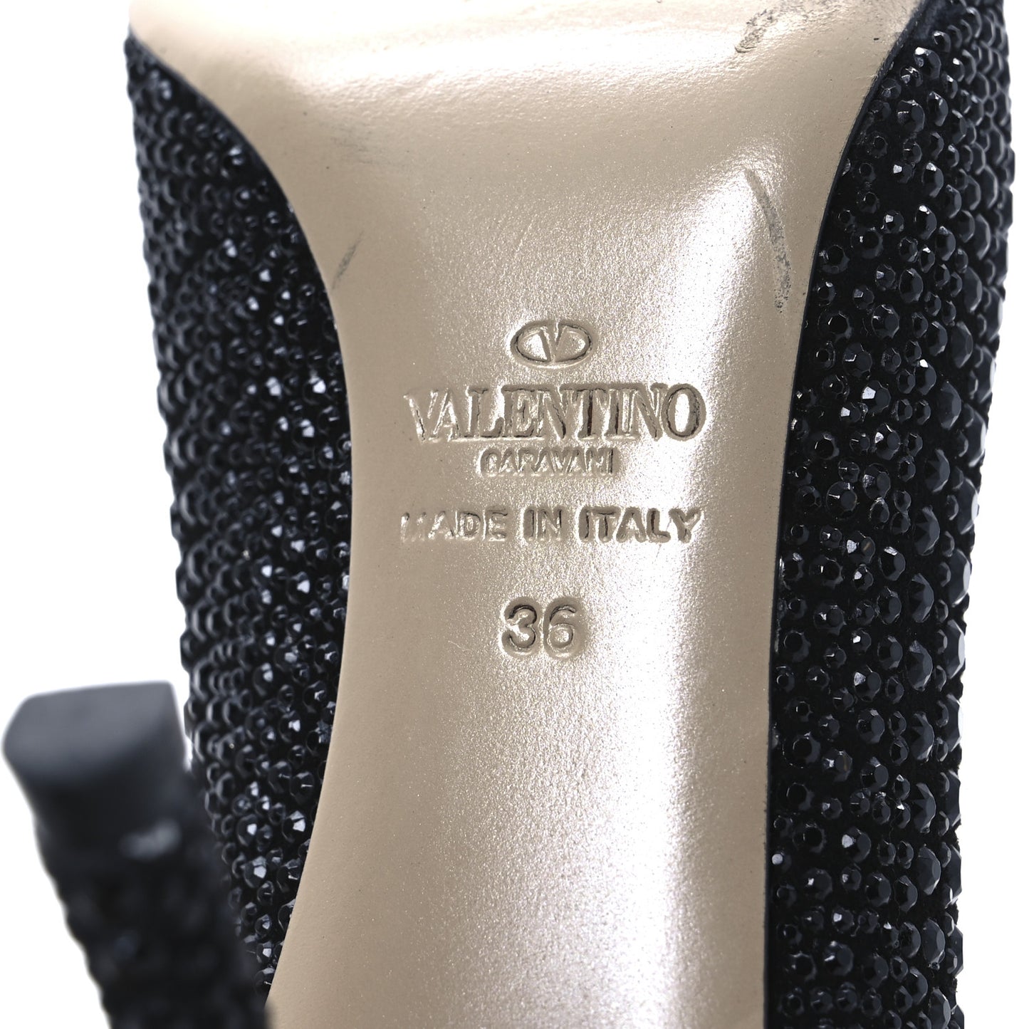 Suede Crystal Embellished 36 Black