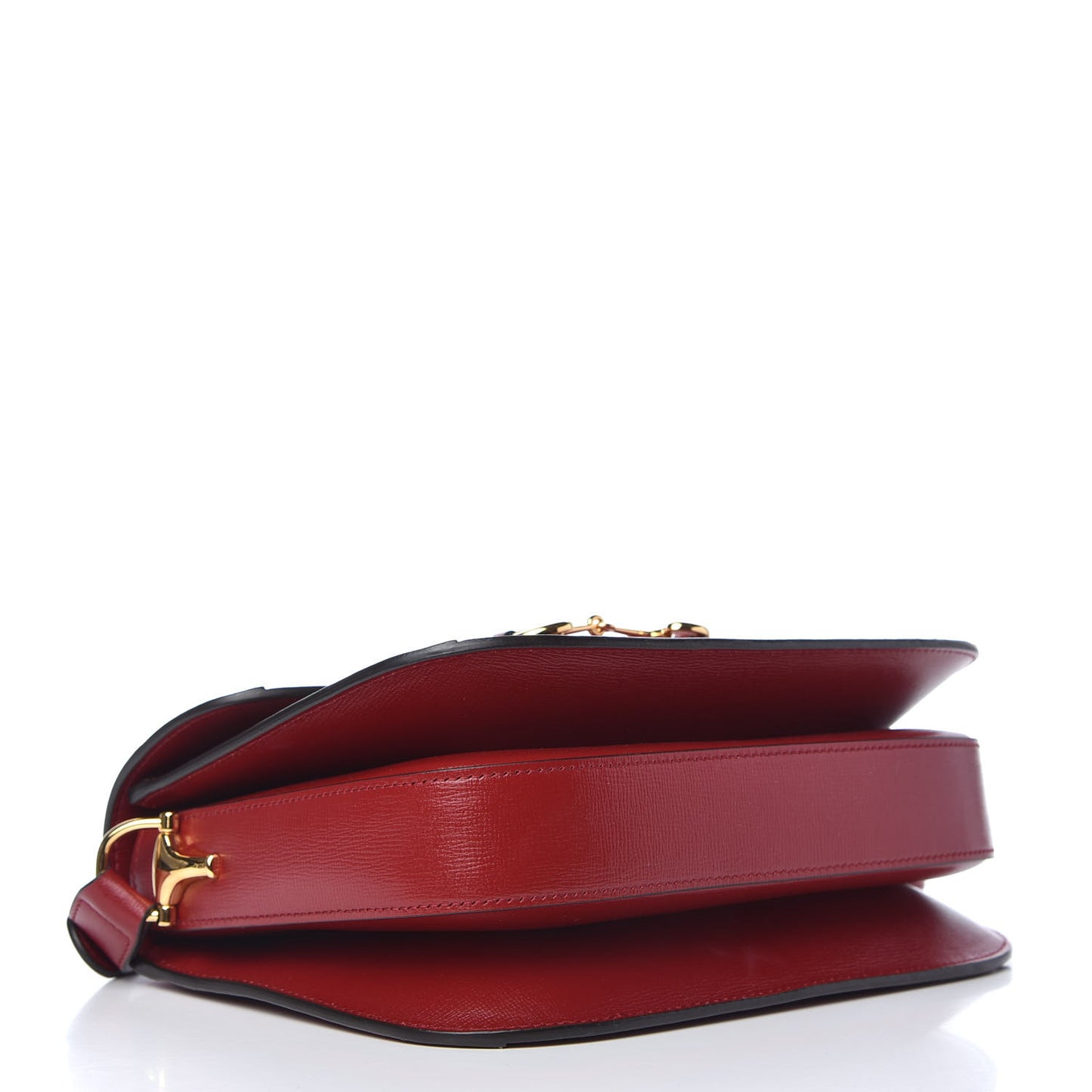 GG Supreme Monogram Azalea Calfskin Horsebit 1955 Shoulder Bag Beige Ebony New Cherry Red