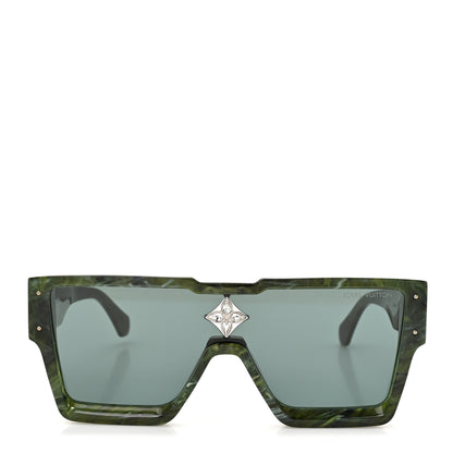 Louis Vuitton Acetate Marble Effect Swarovski Cyclone Sunglasses Z1552W Green 2 of 8