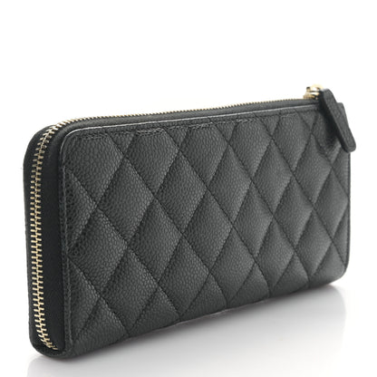 Chanel Caviar Quilted Zip Around Clutch Wallet Black 3 of 11