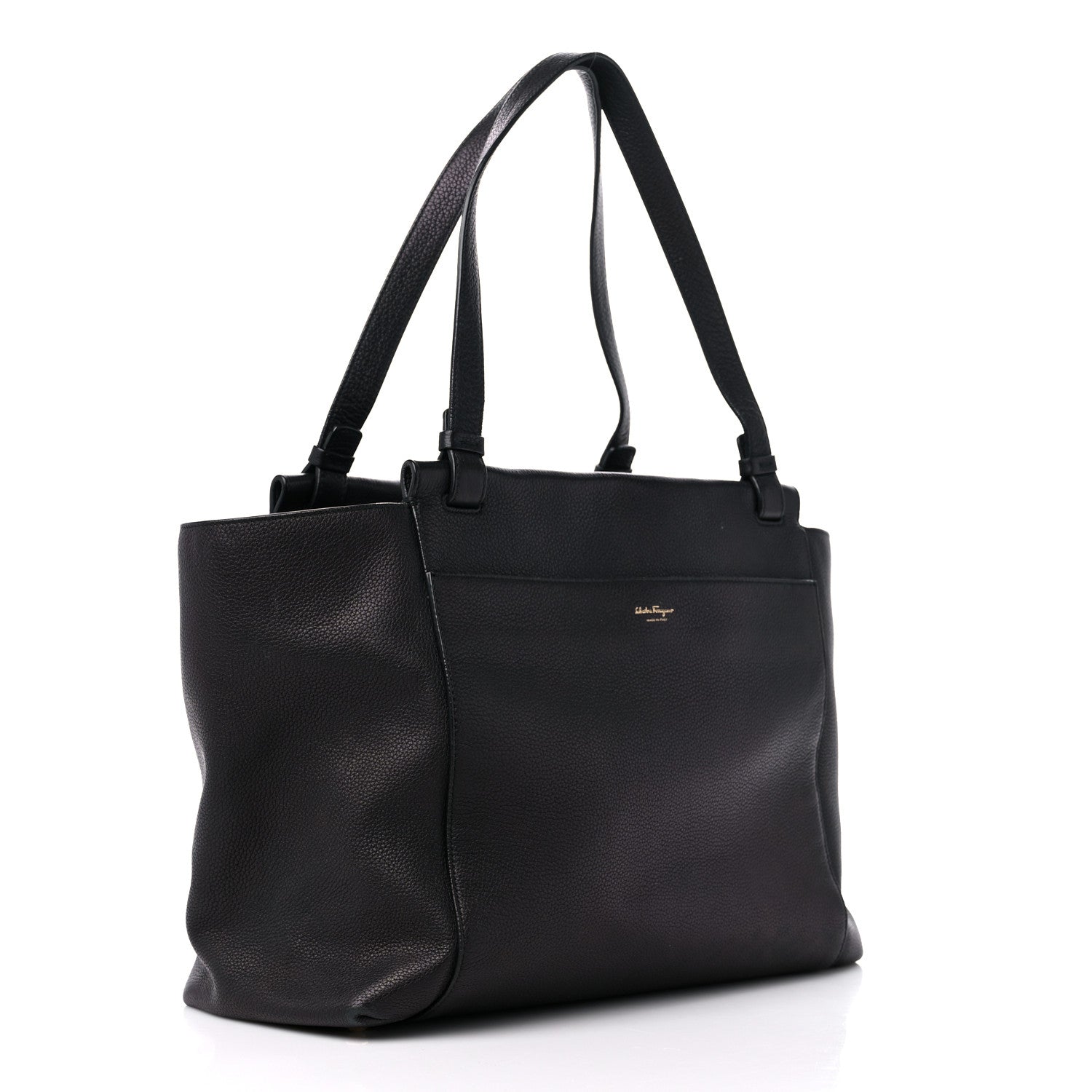 Salvatore Ferragamo Grained Calfskin Bitter Pocket Tote Black 3 of 15