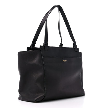 Salvatore Ferragamo Grained Calfskin Bitter Pocket Tote Black 3 of 15