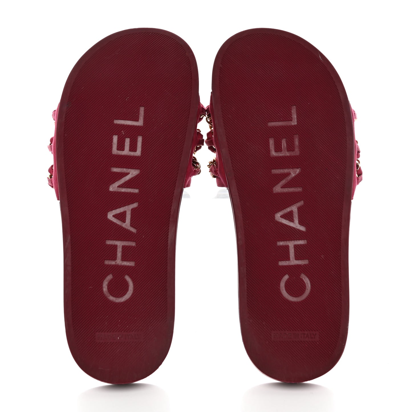 Satin Chain Flat Sandals 36 Dark Fuchsia